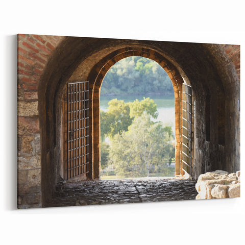 Historical Ruins Window Wall Art – Archway View of Nature Print