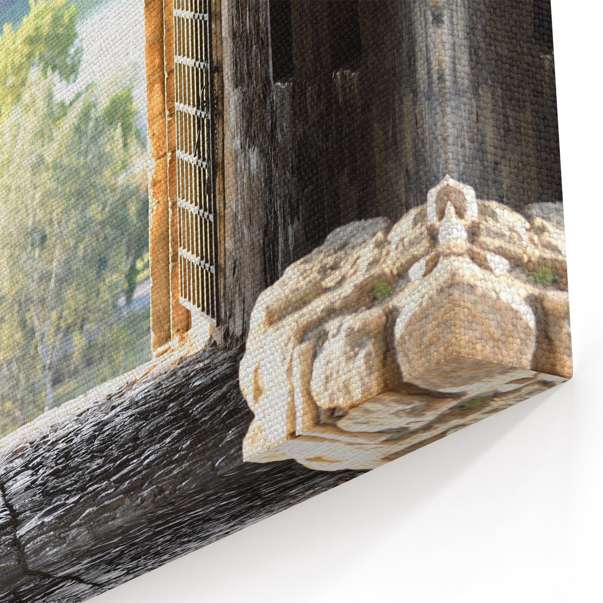 Historical Ruins Window Wall Art – Archway View of Nature Print