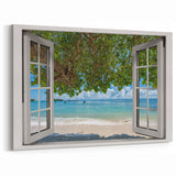 Scenic Beach View Window Wall Art - Architectural Window Canvas Prints