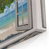 Scenic Beach View Window Wall Art - Architectural Window Canvas Prints