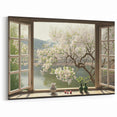 Serene Blossom Window Wall Art - Tranquil Window Canvas Prints