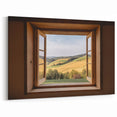 Rustic Countryside Window Wall Art - Scenic Landscape Canvas Prints