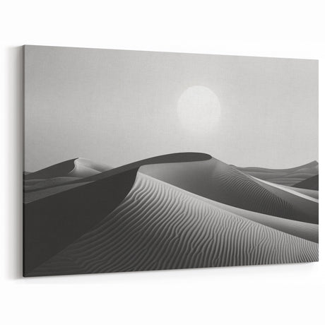 Monochrome Dune Wall Art - Elegant Desert Landscape in Black and White