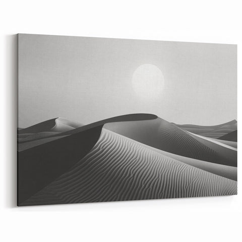 Monochrome Dune Wall Art - Elegant Desert Landscape in Black and White