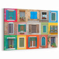 Colorful Urban Windows Wall Art - Vibrant Architectural Canvas Prints