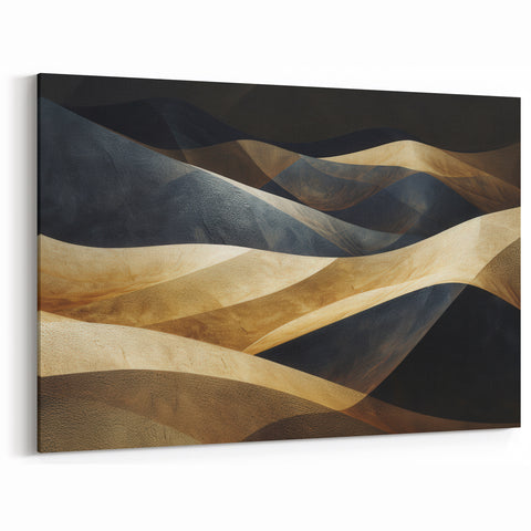 Abstract Desert Dune Art - Modern Landscape in Black and Gold Tones