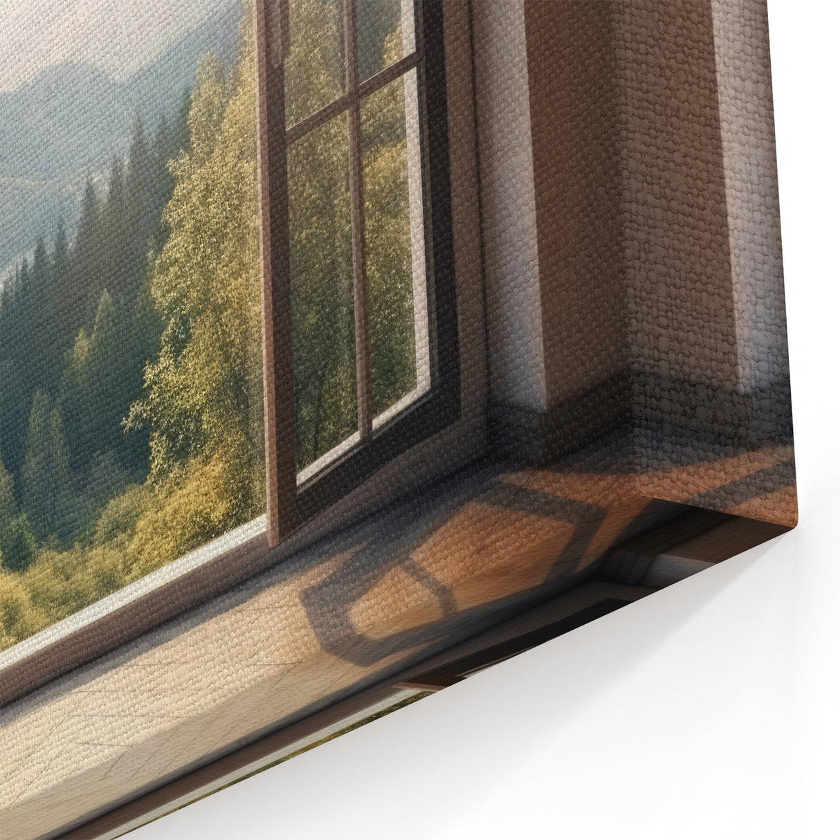 Tranquil Hillside View Window Wall Art - Serene Landscape Canvas Prints