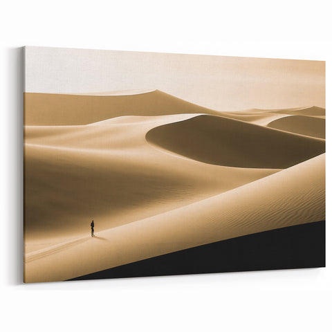 Minimalist Dune Wall Art - Serene Desert Landscape in Soft Gold Tones