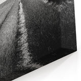 Field Landscape Wall Art - Monochrome Rows in Majestic Countryside