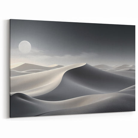 Serene Lunar Dune Wall Art - Dreamy Desert Landscape in Soft Grays