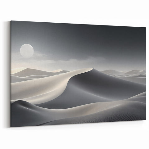 Serene Lunar Dune Wall Art - Dreamy Desert Landscape in Soft Grays