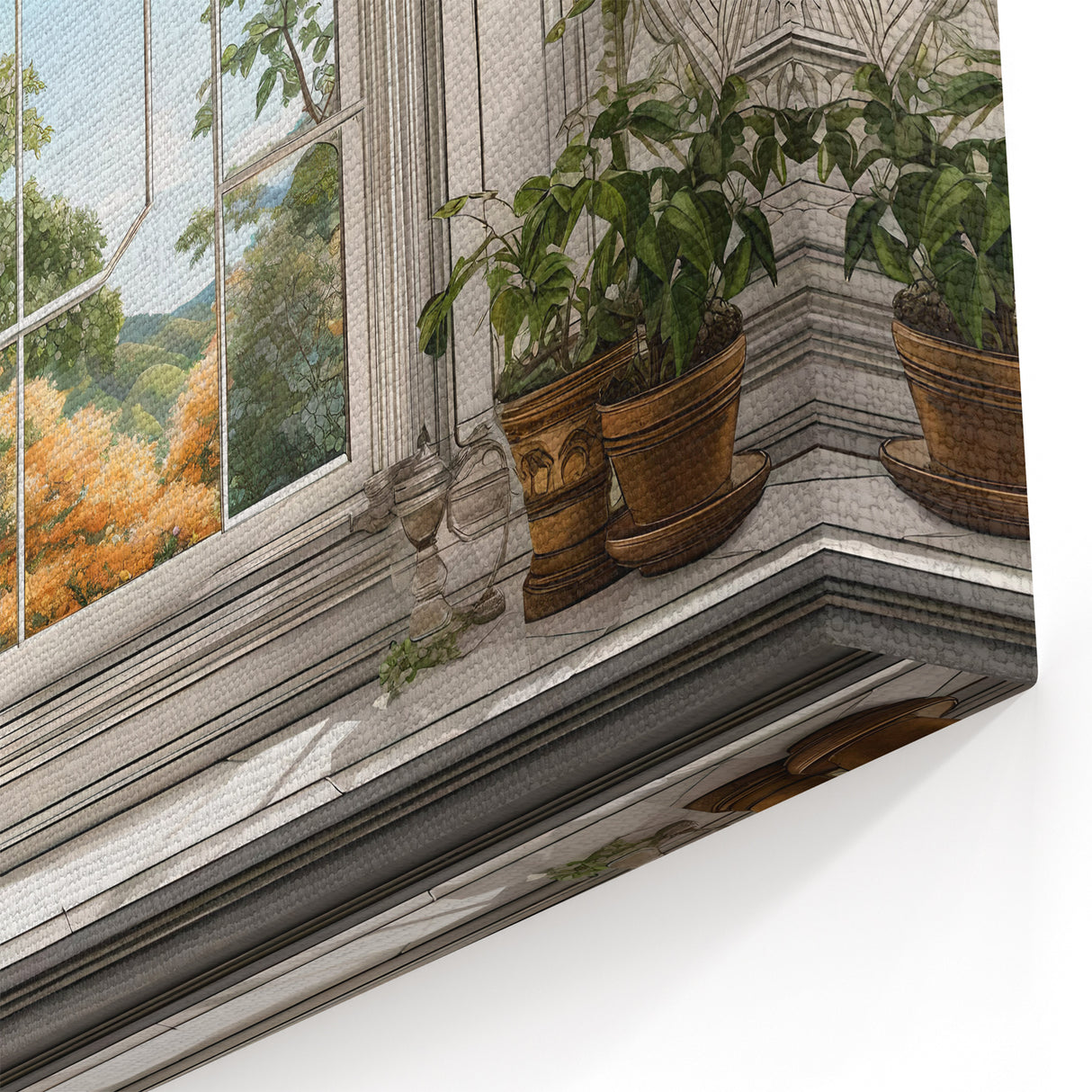 Elegant Nature View Window Wall Art - Classic Interior Canvas Prints