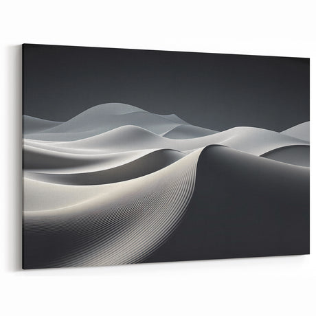 Modern Abstract Dune Wall Art - Sleek Desert Landscape in Grayscale