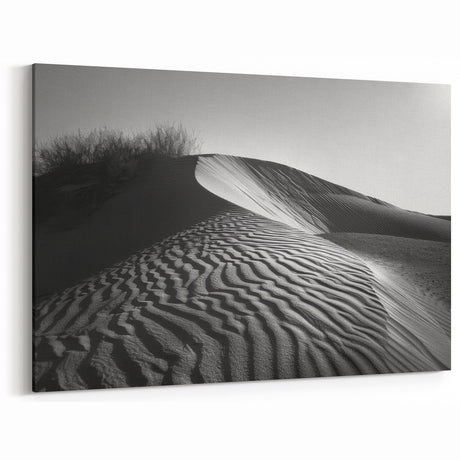 Textured Dune Wall Art - Black and White Desert Landscape with Shadows