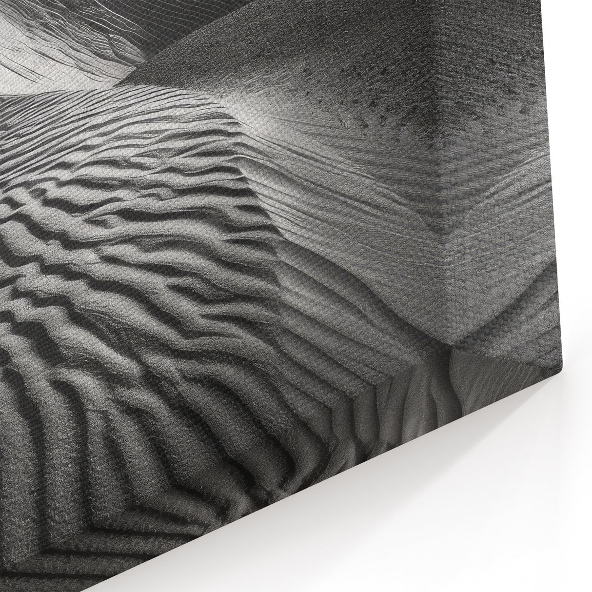Textured Dune Wall Art - Black and White Desert Landscape with Shadows