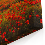 Fields Landscape Acrylic Prints - Golden Sunset Over Red Poppy Fields