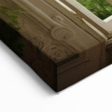 Serene Garden View Window Wall Art - Lush Landscape Canvas Prints