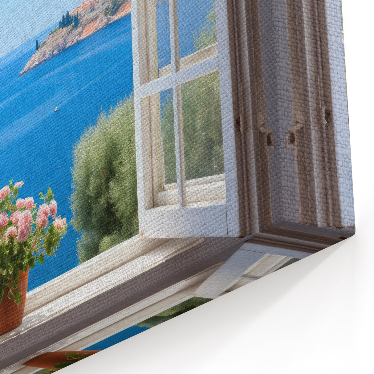 Coastal Ocean View Window Wall Art - Serene Seaside Canvas Prints