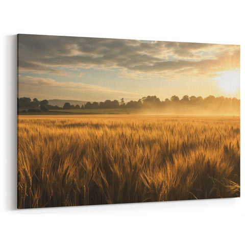 Fields Landscape Acrylic Prints - Golden Sunrise Over Wheat Fields