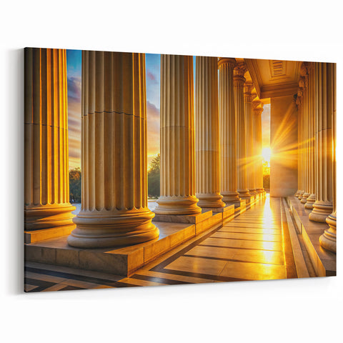 Golden Columns Wall Art - Classical Architecture Canvas & Framed Print