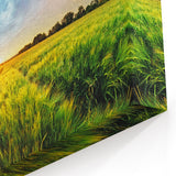 Fields Panorama Wall Decor - Vibrant Rainbow Over Lush Green Landscape