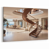 Elegant Wooden Spiral Staircase Wall Art - Contemporary Interior Print