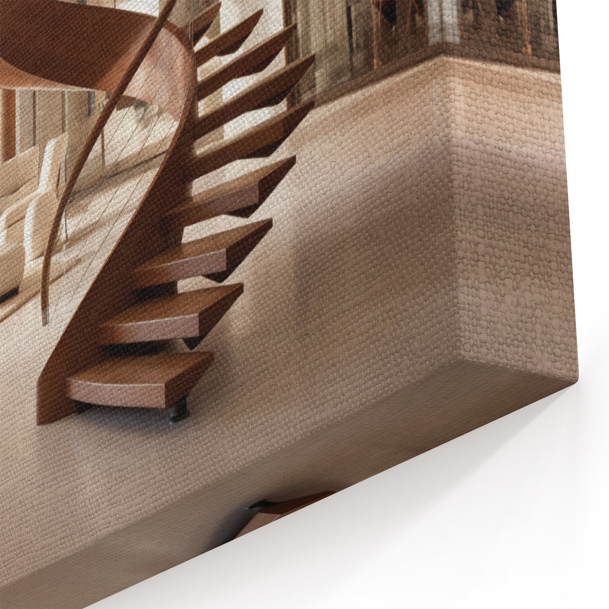 Elegant Wooden Spiral Staircase Wall Art - Contemporary Interior Print