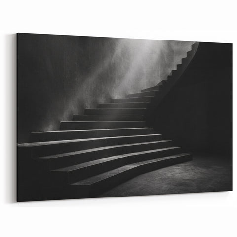 Moody Minimalist Staircase Wall Art - Dramatic Architectural Print
