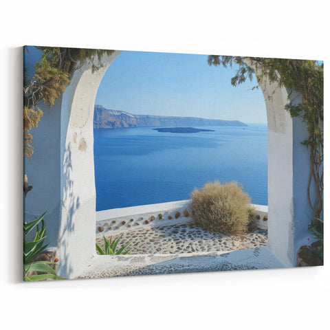 Archway Ocean View Wall Art - Mediterranean Coastal Canvas Prints