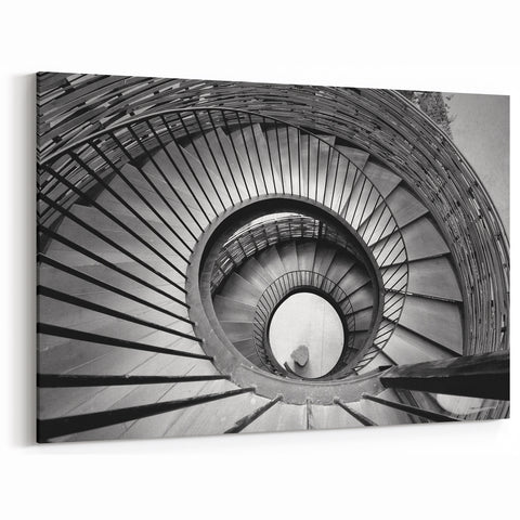 Architectural Spiral Staircase Art - Black and White Modern Wall Decor