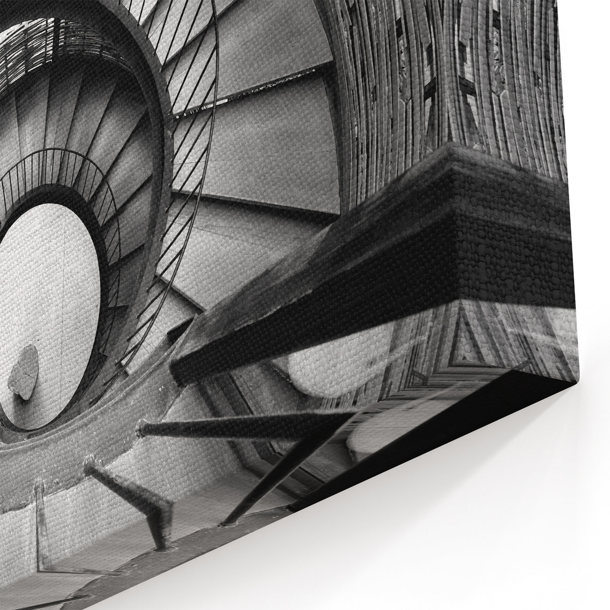 Architectural Spiral Staircase Art - Black and White Modern Wall Decor