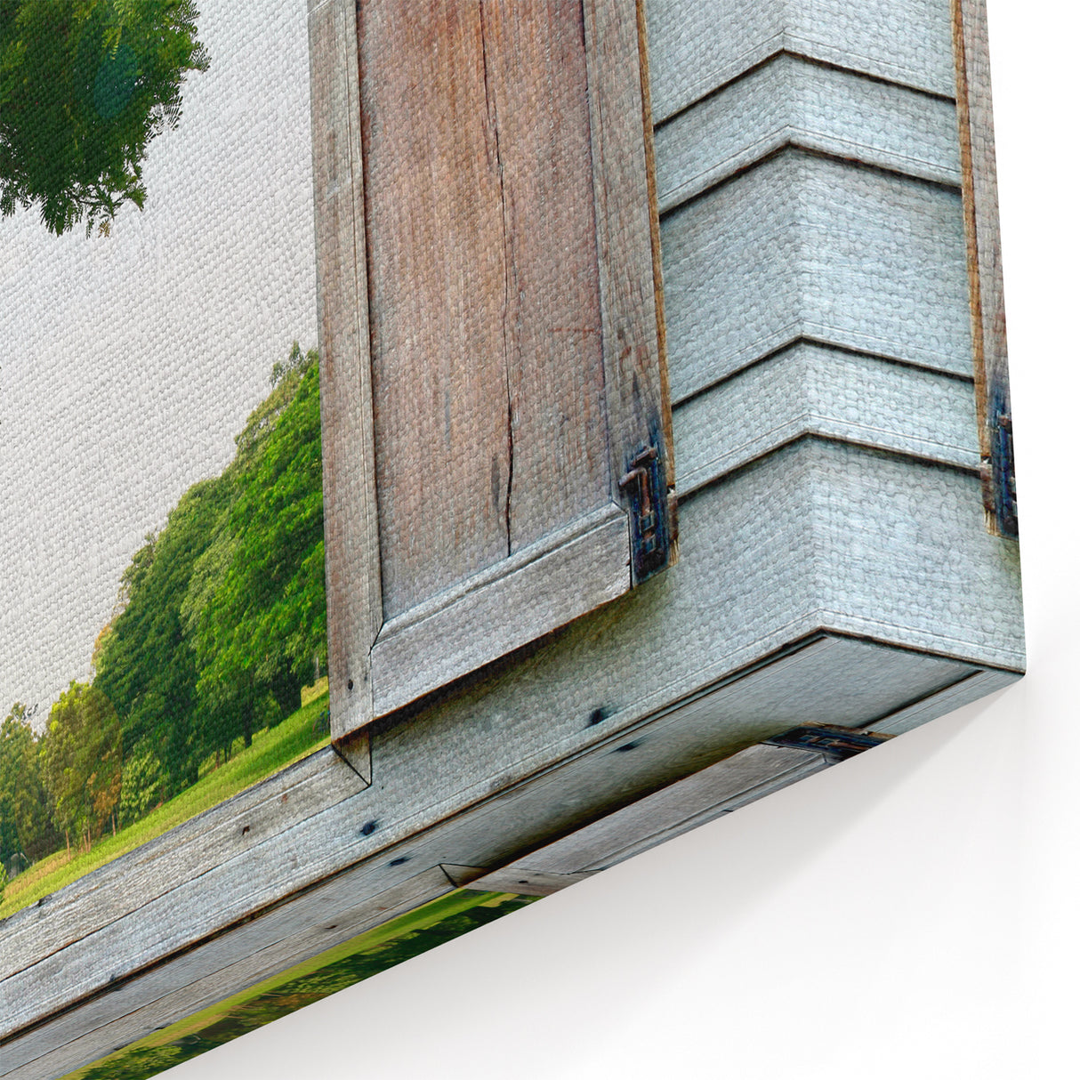 Scenic Architectural Window Wall Art – Vintage Wooden Frame Canvas Print