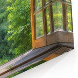 Serene Forest View Through Rustic Window – Scenic Canvas Art Print