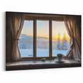 Cozy Winter Sunrise Through Window – Warm & Serene Canvas Wall Art