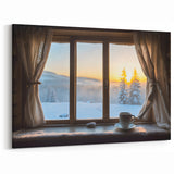 Cozy Winter Sunrise Through Window – Warm & Serene Canvas Wall Art