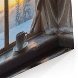 Cozy Winter Sunrise Through Window – Warm & Serene Canvas Wall Art