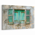 Vintage Shuttered Window Wall Art – Rustic Architectural Canvas Print