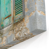 Vintage Shuttered Window Wall Art – Rustic Architectural Canvas Print