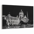 Illuminated Grand Palace at Night Black and White Wall Art
