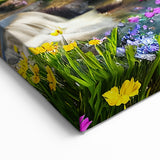 Vibrant Waterfall Garden Wall Art - Lush Garden Landscape Canvas Print