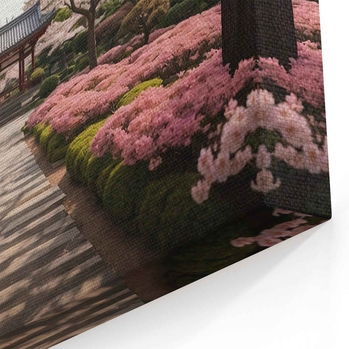 Serene Cherry Blossom Garden Wall Art - Elegant Garden Canvas Print