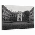 Timeless Black and White Historical Palace Courtyard Art