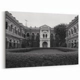 Timeless Black and White Historical Palace Courtyard Art