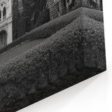 Timeless Black and White Historical Palace Courtyard Art