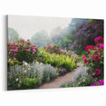 Charming English Garden Wall Art - Lush Flower Garden Canvas Print