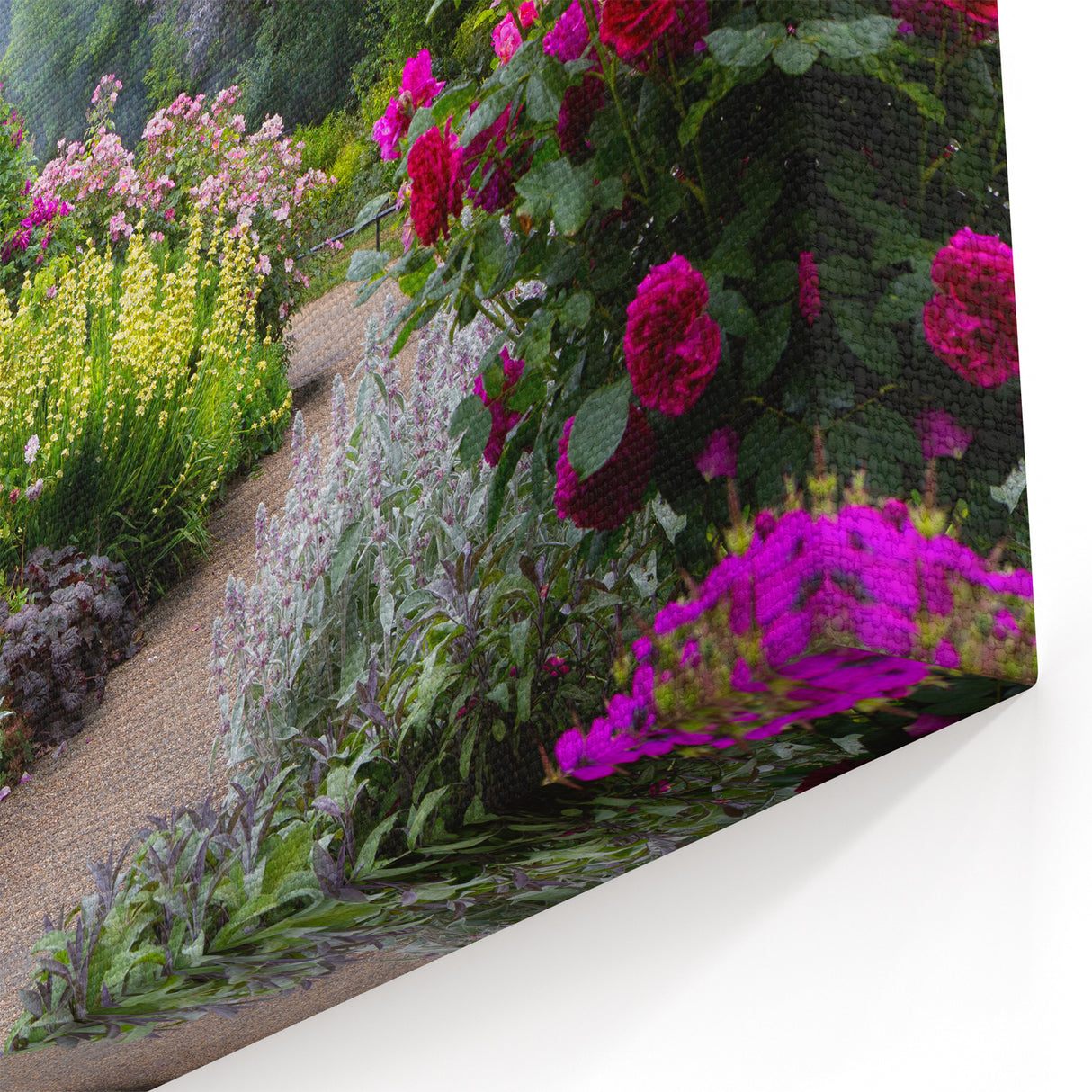 Charming English Garden Wall Art - Lush Flower Garden Canvas Print