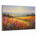 Golden Meadow Landscape Wall Art - Vibrant Wildflower Canvas Print