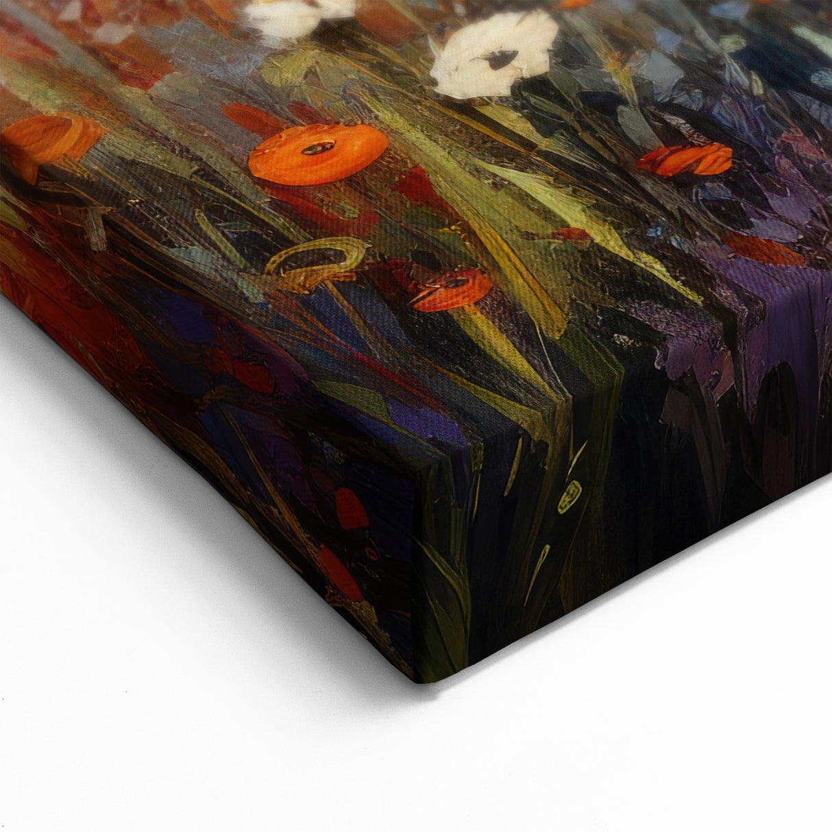 Golden Meadow Landscape Wall Art - Vibrant Wildflower Canvas Print