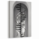 Minimalist Spiral Staircase Photography - Black and White Wall Art