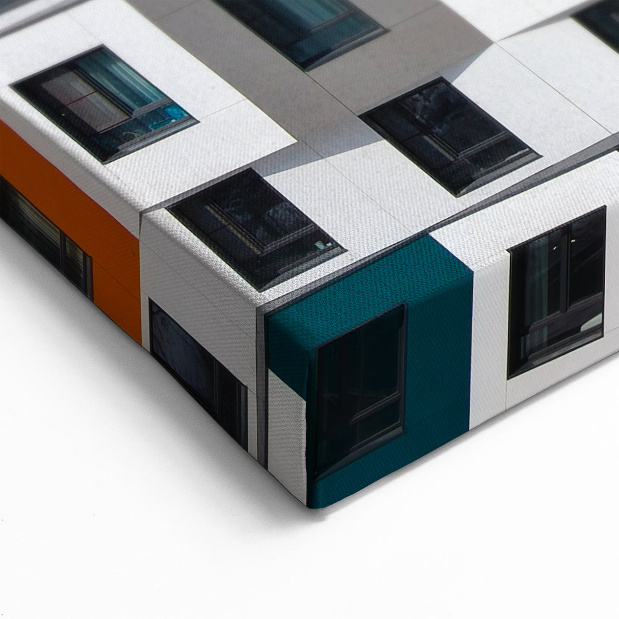 Colorful Urban Window Grid – Modern Architectural Canvas Wall Art